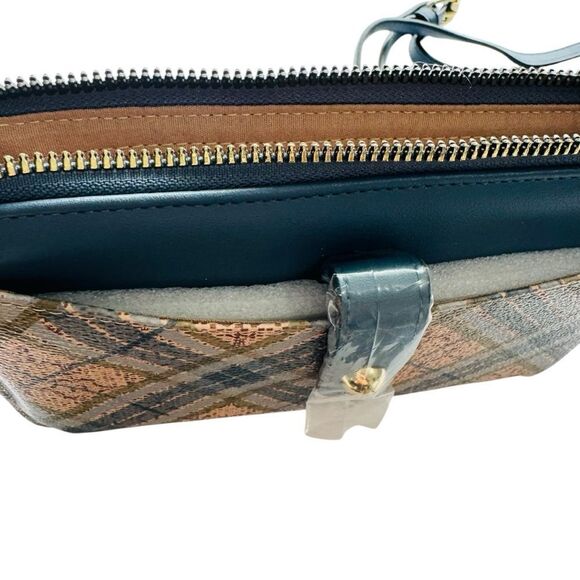 Nanette Lepore Blue Plaid Vegan Leather Card Wallet Organizer Crossbody - Picture 4 of 8